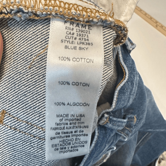 Frame Le Piper Womens Jeans Size 32 in Blue Sky High Rise Slim Straight Cropped - Picture 9 of 15